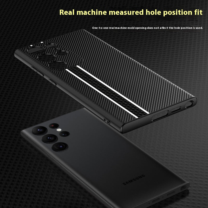 Business Plain Leather Ultra-Thin Phone Case – Carbon Fiber Back Cover for Samsung