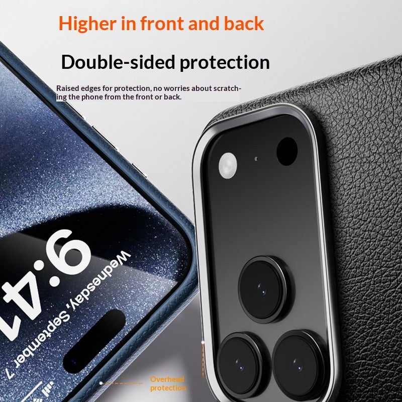 Sleek Genuine Leather Magnetic iPhone Case – Anti-Fingerprint, Drop-Resistant Cover with MagSafe