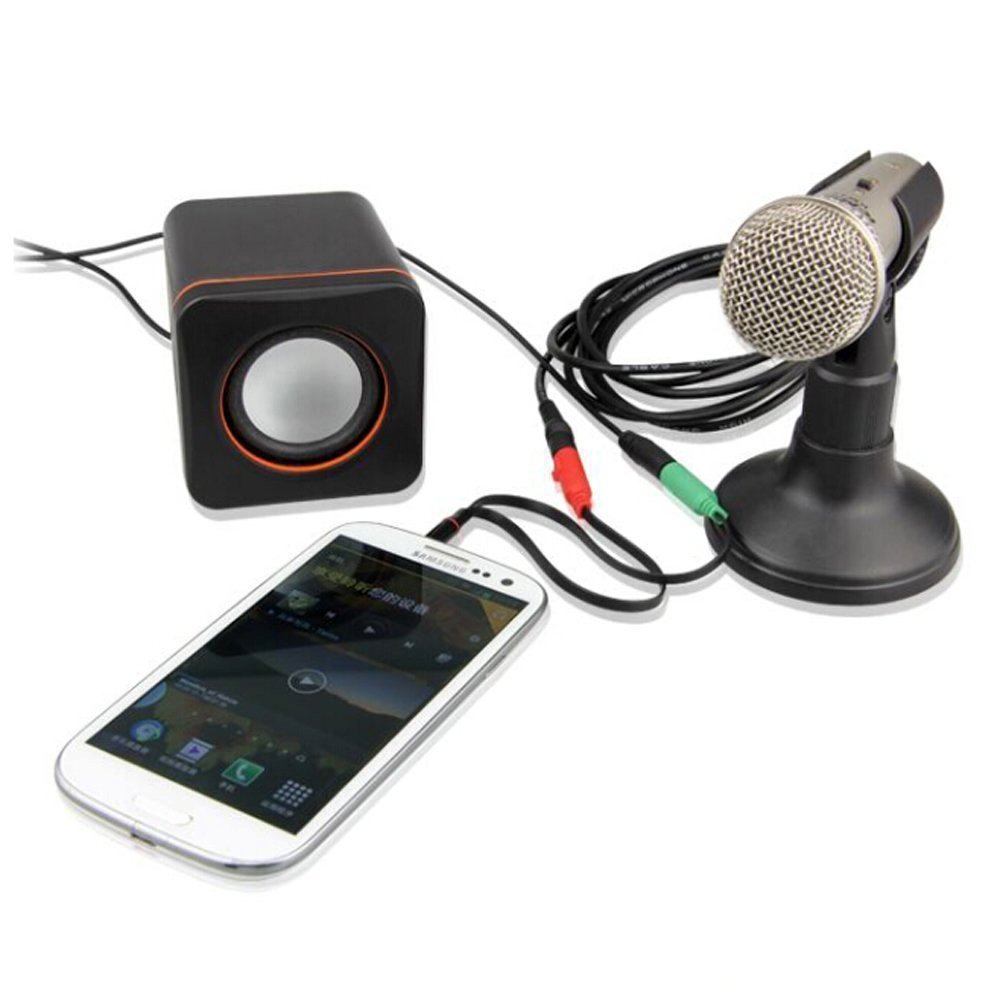 3.5mm Microphone &amp; Headphone Jack Converter- 1 Male to 2 Female Adapter