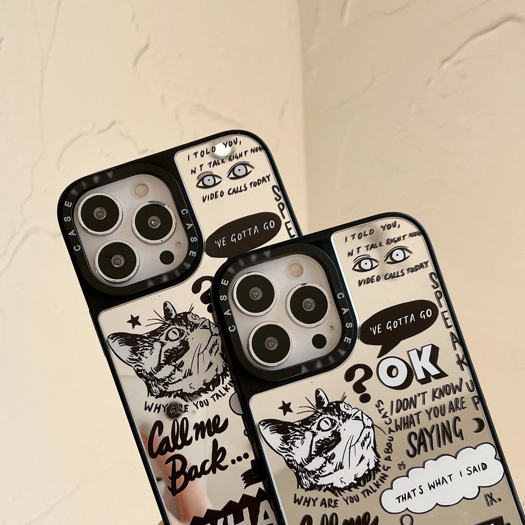 English Graffiti Cat Full-Wrap Phone Case
