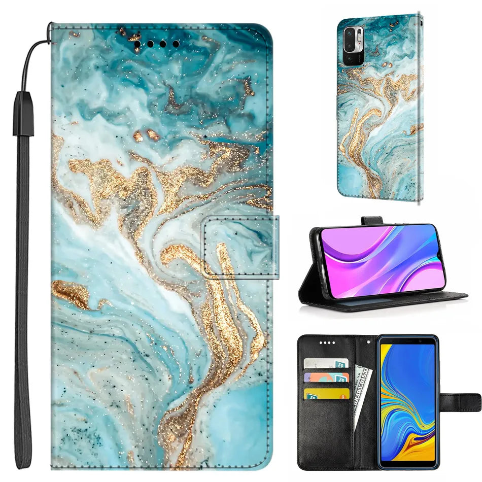Marble Leather Wallet Flip Case- Google Pixel 7A & 7 Pro