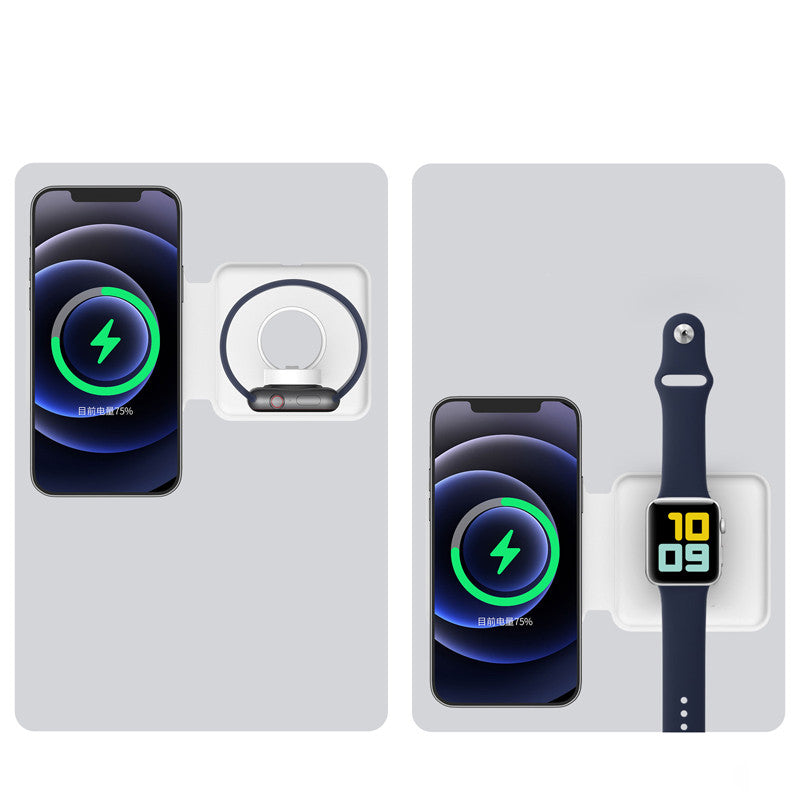 Folding Dual MagSafe Wireless Charger – Magnetic 2-in-1 Charging for iPhone, Apple Watch & AirPods