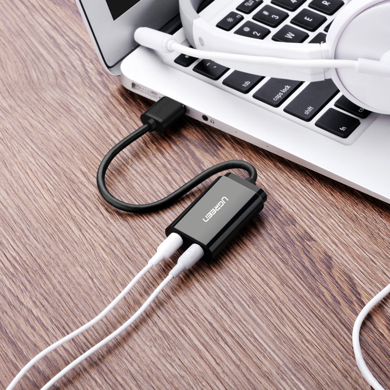 3.5mm Audio Sound Card Headphone Converter- USB External Sound Card