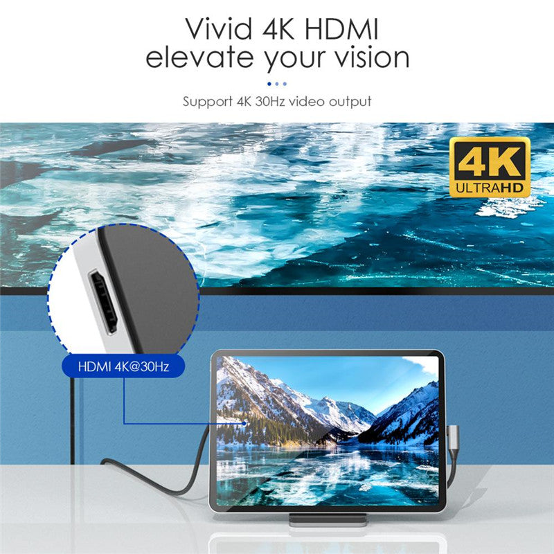 7-in-1 4K HDMI USB-C Hub with SD/Micro SD Card Reader