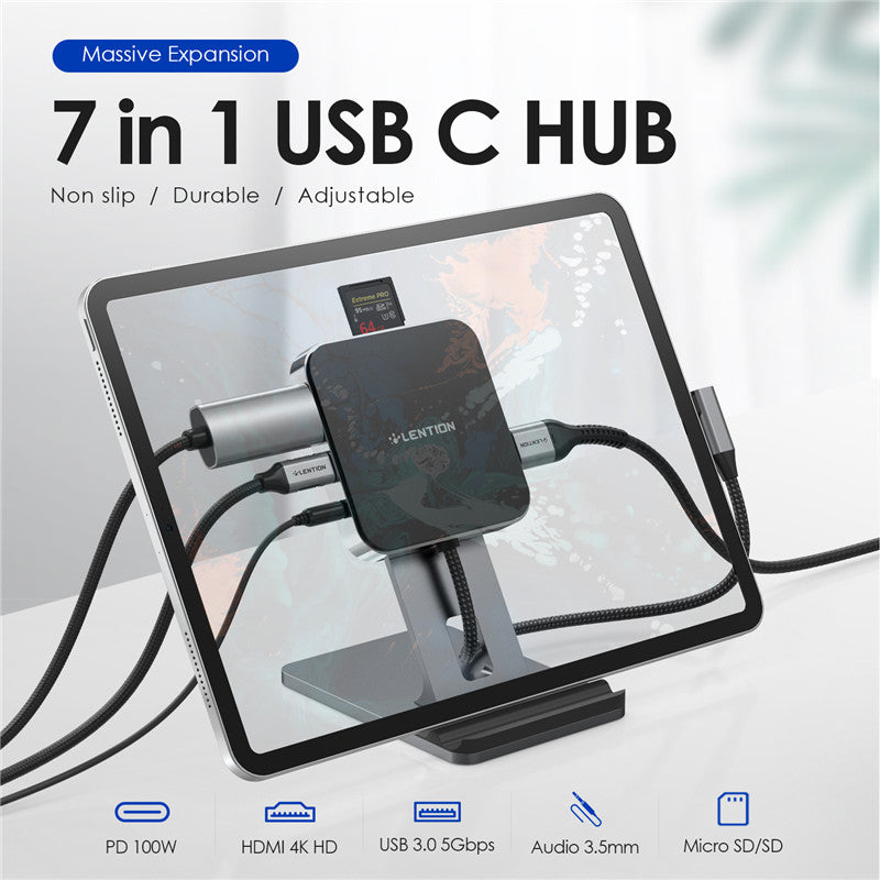 7-in-1 4K HDMI USB-C Hub with SD/Micro SD Card Reader