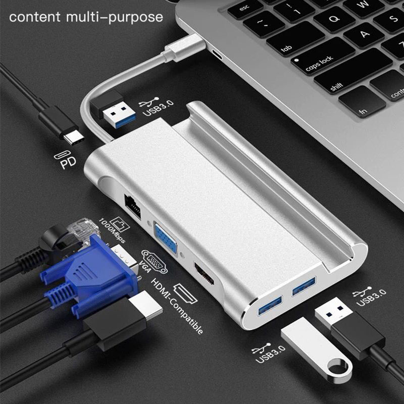 Type-C 8-in-1 Multifunctional Hub- 4K Multi-Screen Converter