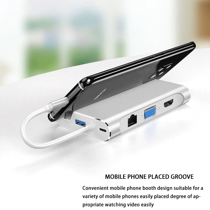 Type-C 8-in-1 Multifunctional Hub- 4K Multi-Screen Converter