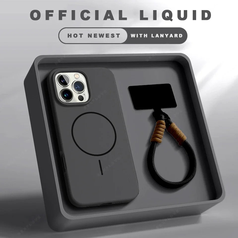 Magnetic Silicone iPhone Case with Lanyard