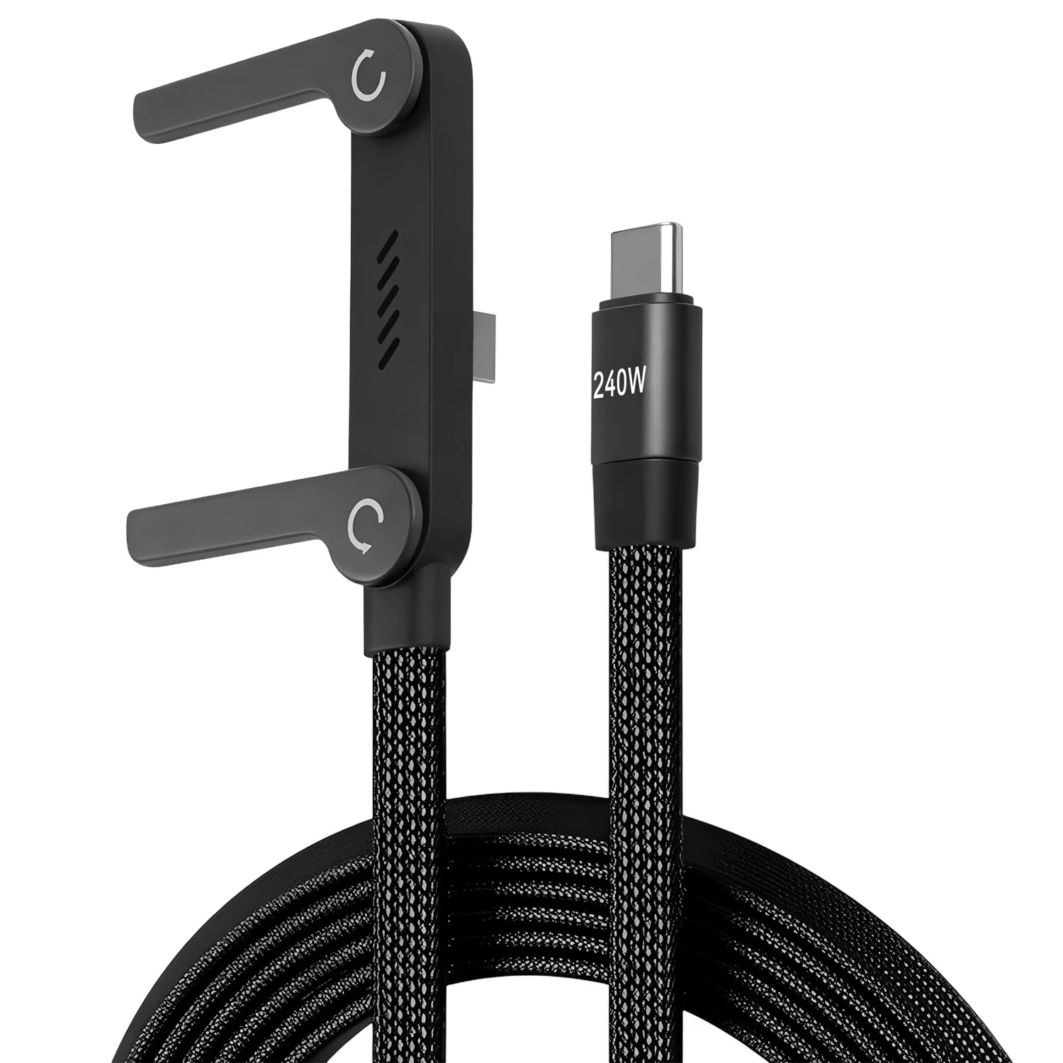 240W Fast Charging Cable with Foldable Phone Stand