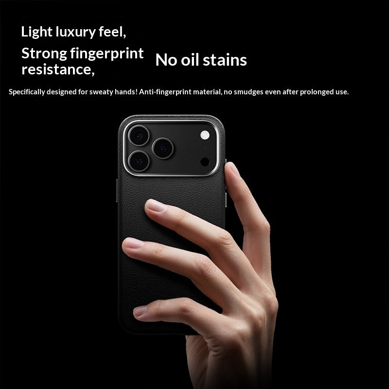 Sleek Genuine Leather Magnetic iPhone Case – Anti-Fingerprint, Drop-Resistant Cover with MagSafe