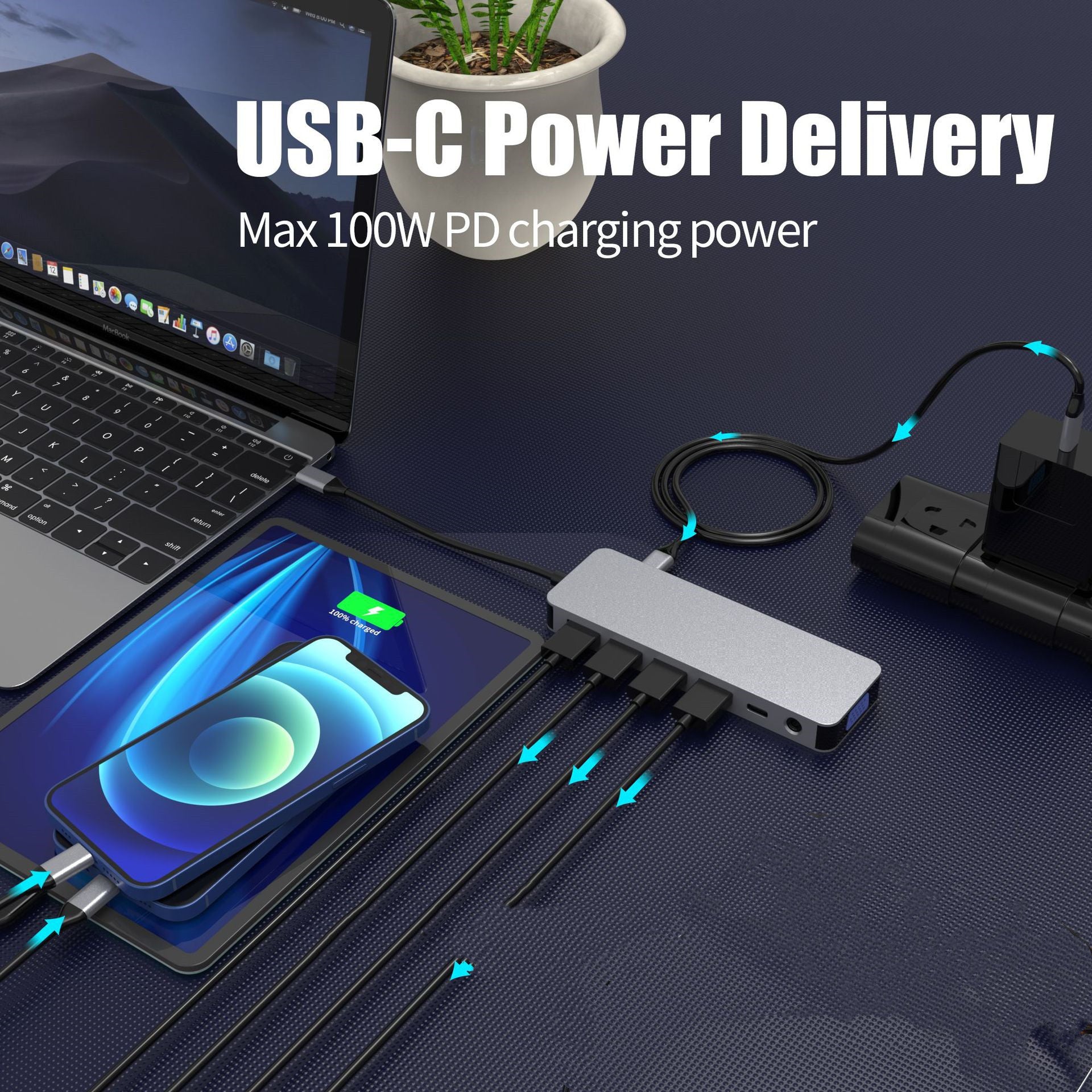 USB-C 13-in-1 Hub with Gigabit Ethernet- Multi-Port Docking Station