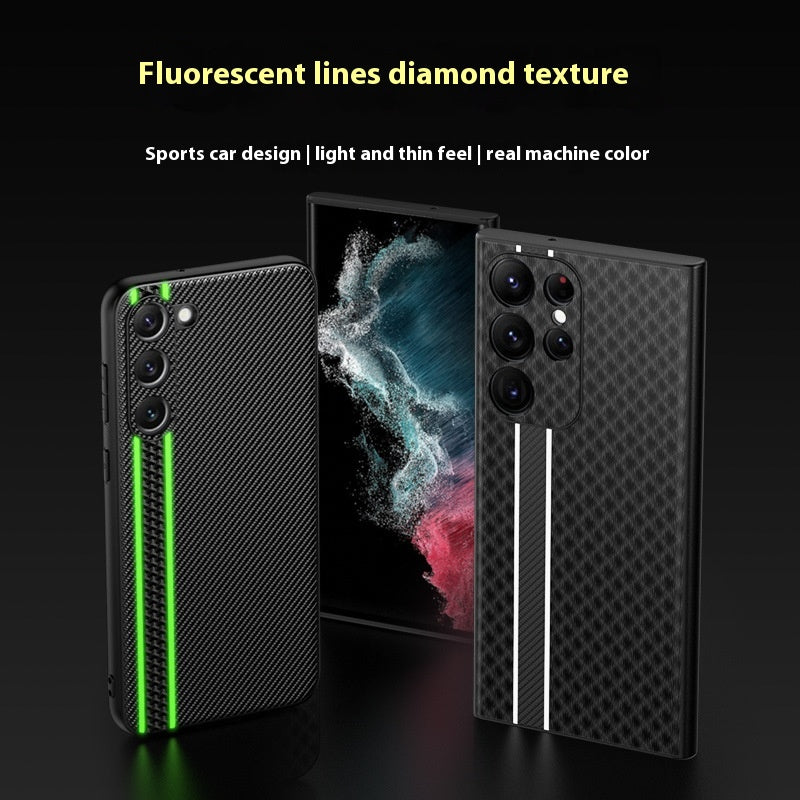 Business Plain Leather Ultra-Thin Phone Case – Carbon Fiber Back Cover for Samsung