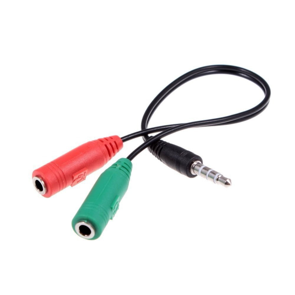 3.5mm Microphone &amp; Headphone Jack Converter- 1 Male to 2 Female Adapter