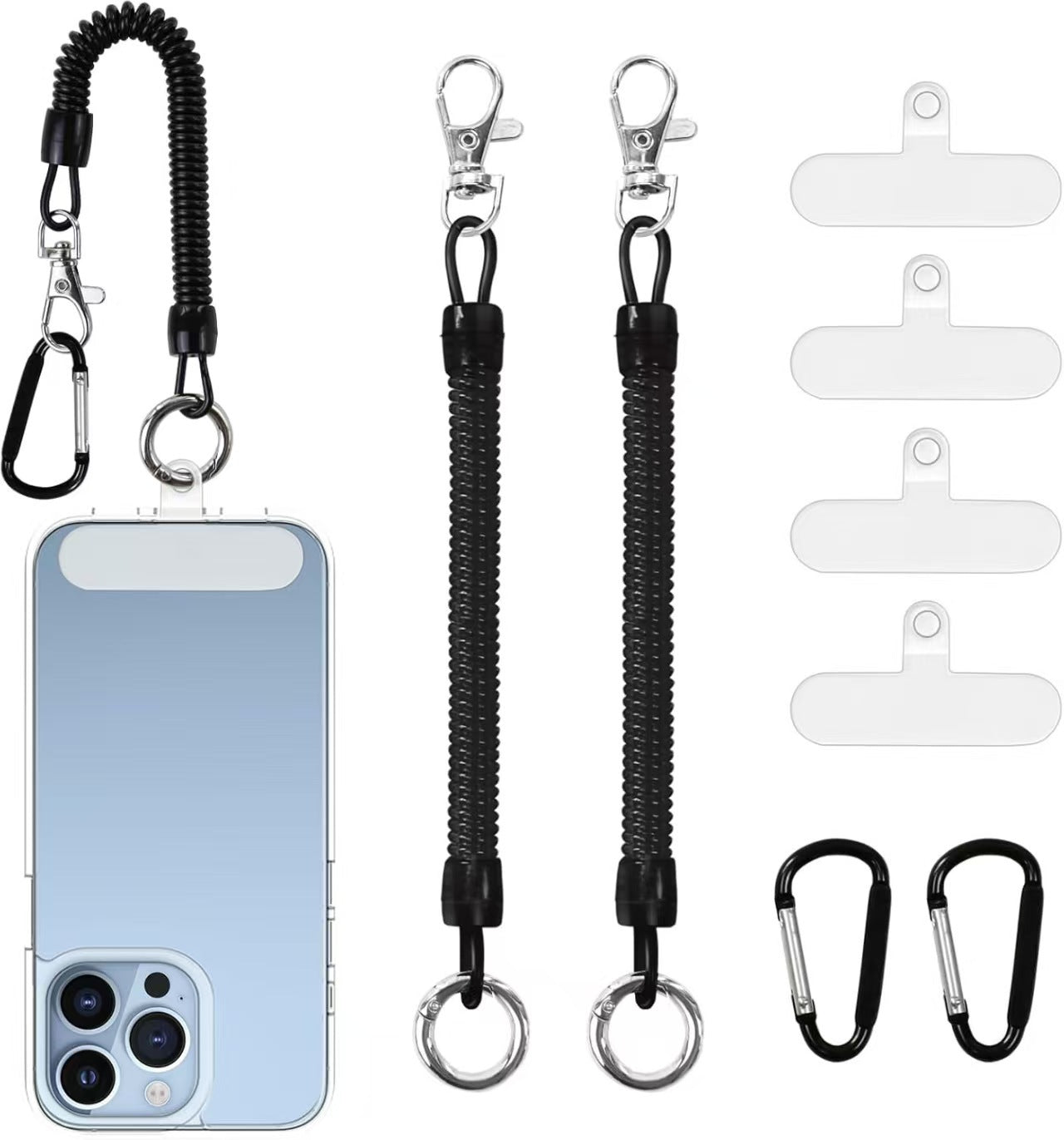 Phone Back Sticker Anti-Loss Lanyard- Universal TPU Patch with Carabiner