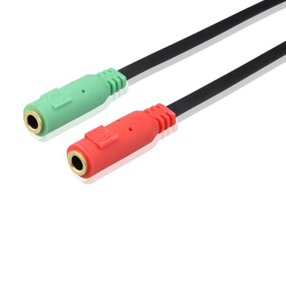 3.5mm Microphone &amp; Headphone Jack Converter- 1 Male to 2 Female Adapter