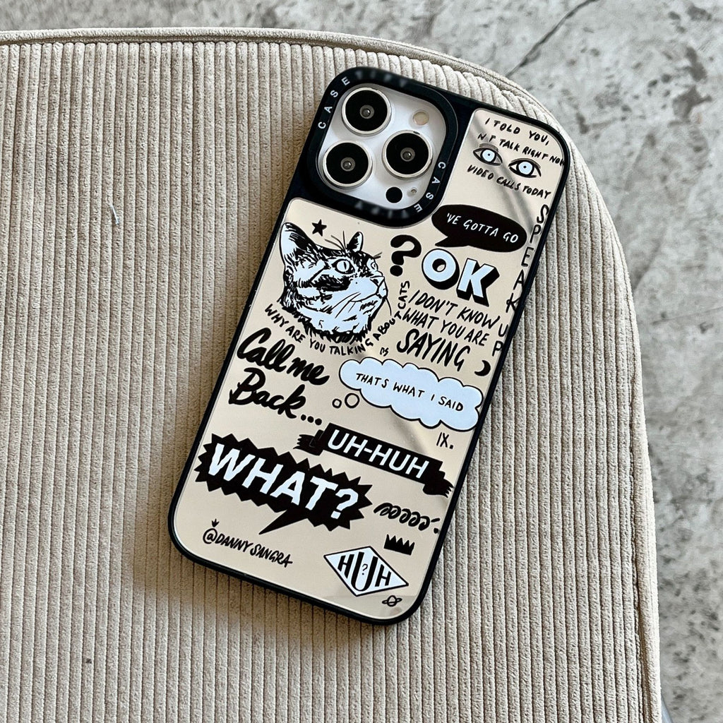 English Graffiti Cat Full-Wrap Phone Case