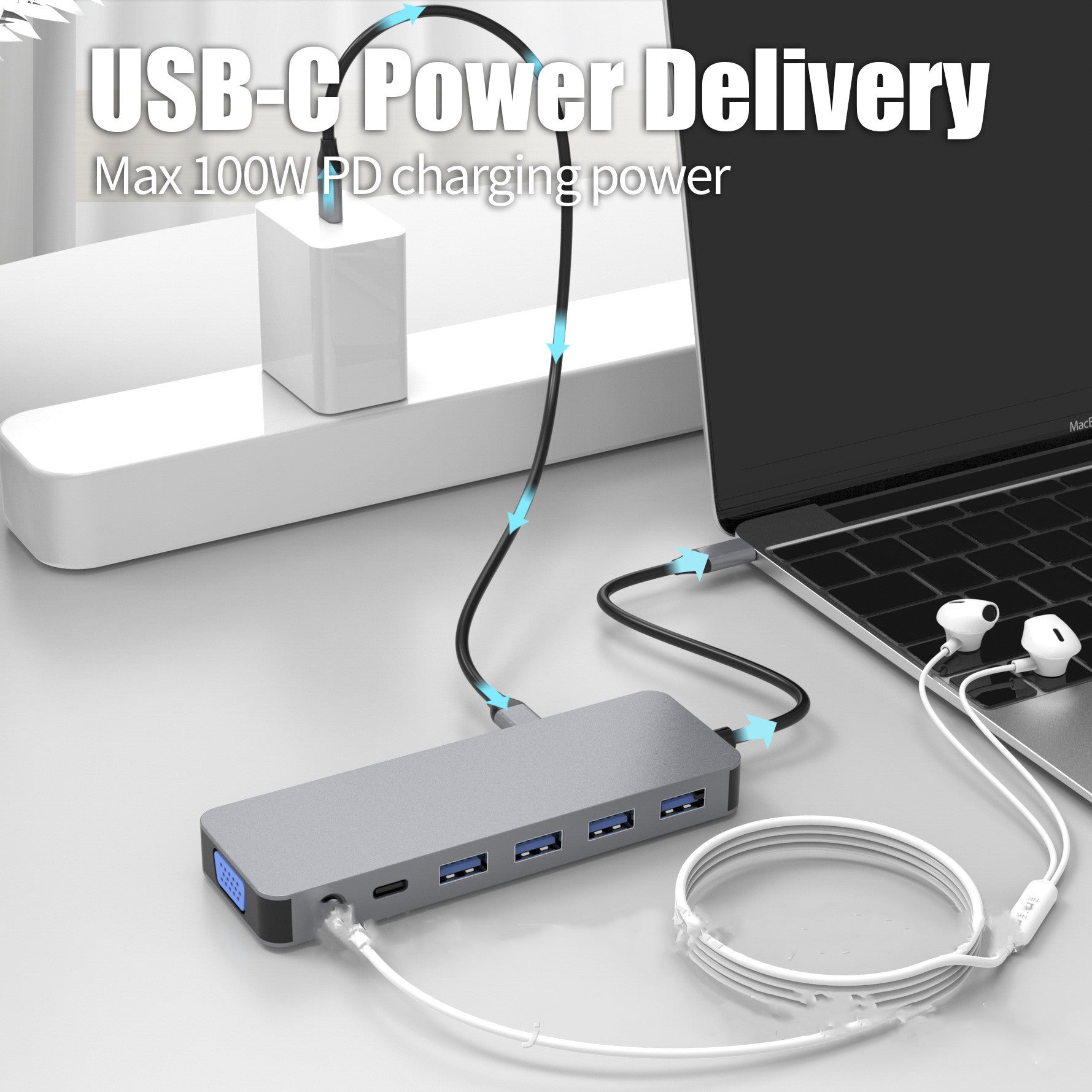 USB-C 13-in-1 Hub with Gigabit Ethernet- Multi-Port Docking Station