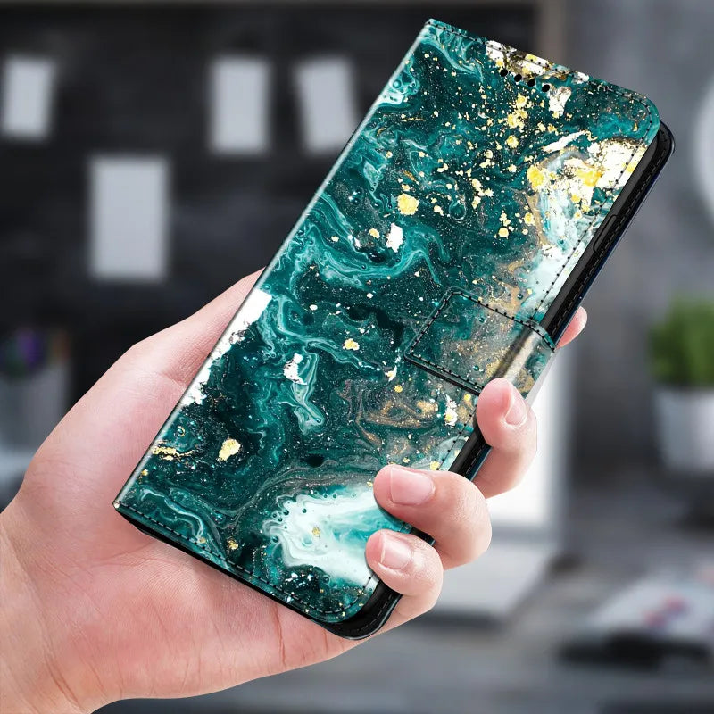 Marble Leather Wallet Flip Case- Google Pixel 7A & 7 Pro
