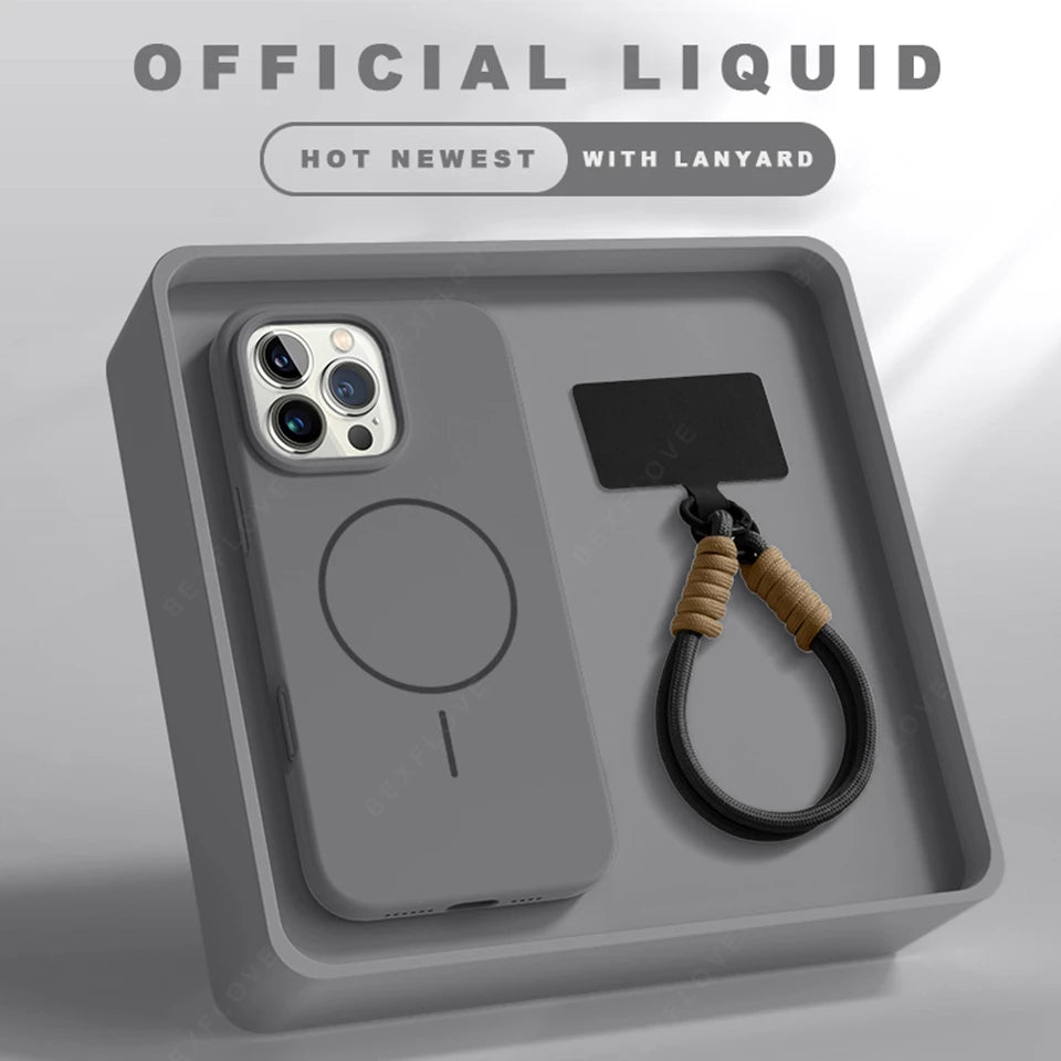 Magnetic Silicone iPhone Case with Lanyard
