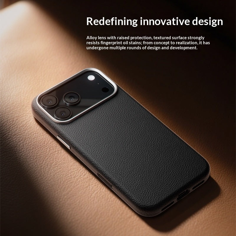 Sleek Genuine Leather Magnetic iPhone Case – Anti-Fingerprint, Drop-Resistant Cover with MagSafe