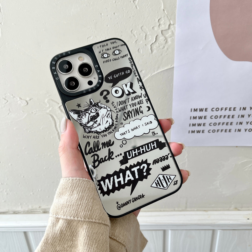 English Graffiti Cat Full-Wrap Phone Case