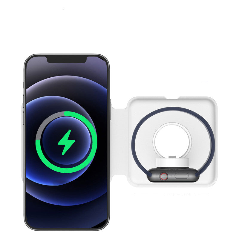 Folding Dual MagSafe Wireless Charger – Magnetic 2-in-1 Charging for iPhone, Apple Watch & AirPods
