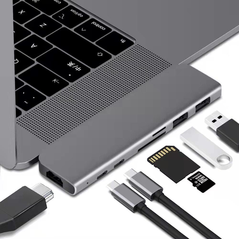 Type-C Dual 7-in-1 4K HDMI HUB Converter