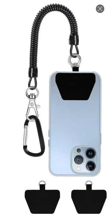 Phone Back Sticker Anti-Loss Lanyard- Universal TPU Patch with Carabiner