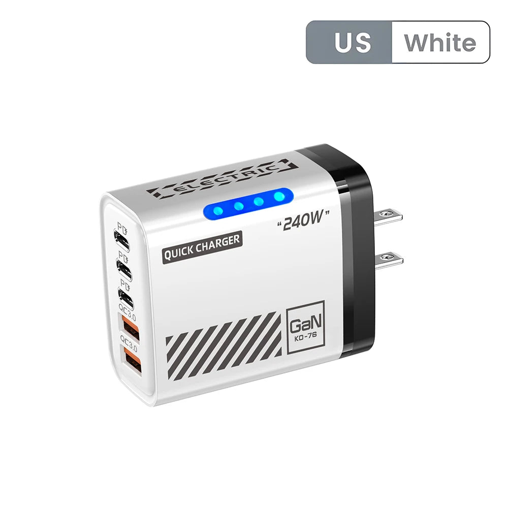 5-Port USB Wall Charger (AC 100–240V)
