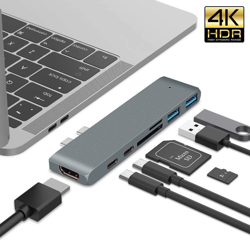 Type-C Dual 7-in-1 4K HDMI HUB Converter