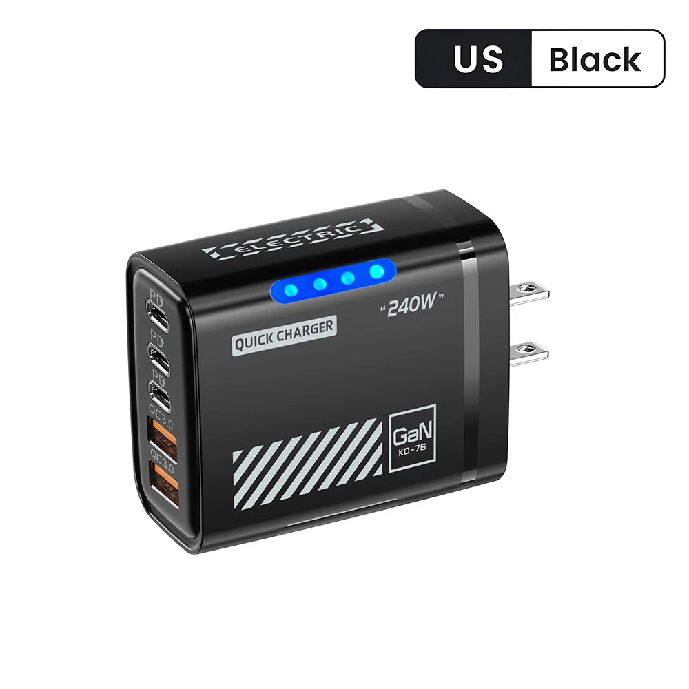 5-Port USB Wall Charger (AC 100–240V)