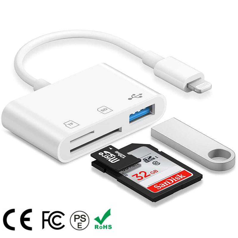 Tablet/Phone 3-in-1 Card Reader- DCF/TF/U Disk Memory Expansion