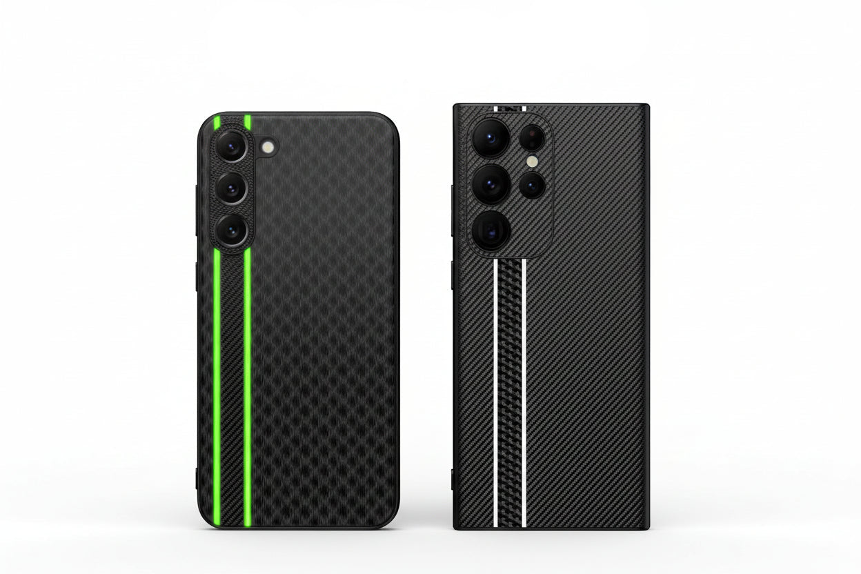 Business Plain Leather Ultra-Thin Phone Case – Carbon Fiber Back Cover for Samsung