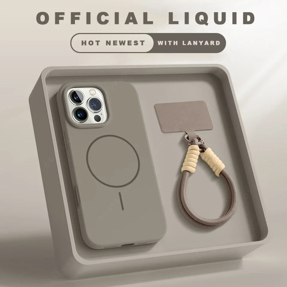 Magnetic Silicone iPhone Case with Lanyard