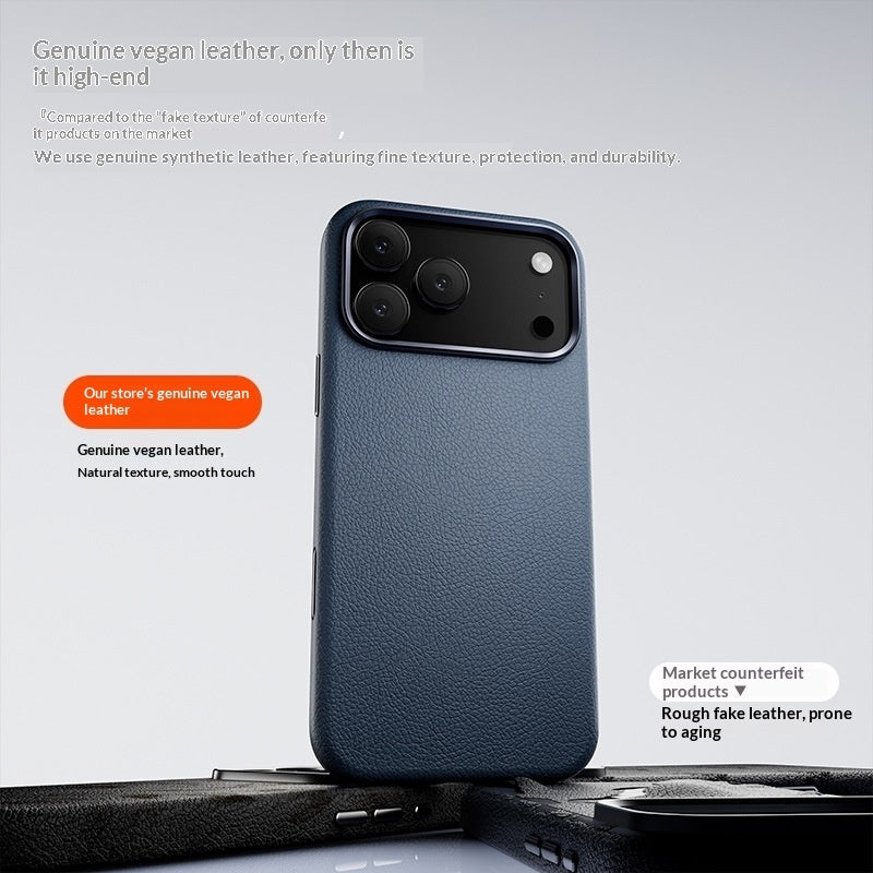 Sleek Genuine Leather Magnetic iPhone Case – Anti-Fingerprint, Drop-Resistant Cover with MagSafe