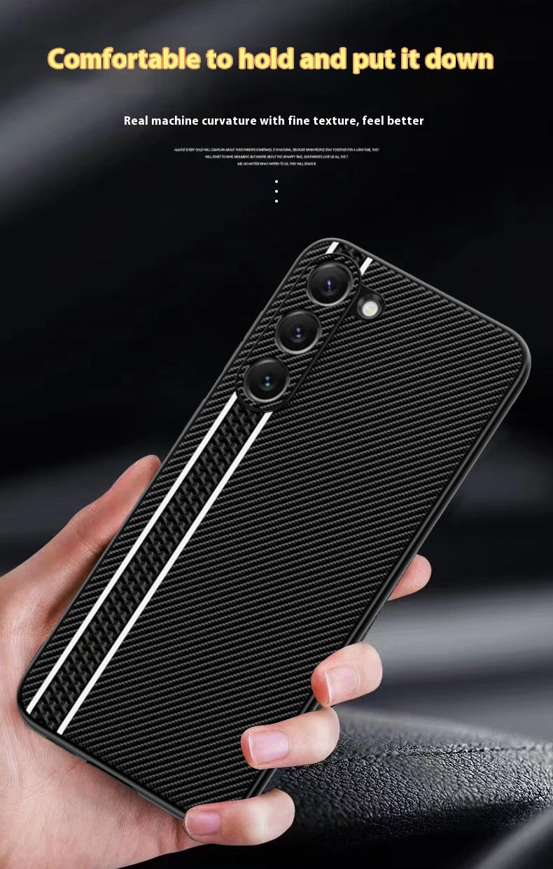 Business Plain Leather Ultra-Thin Phone Case – Carbon Fiber Back Cover for Samsung
