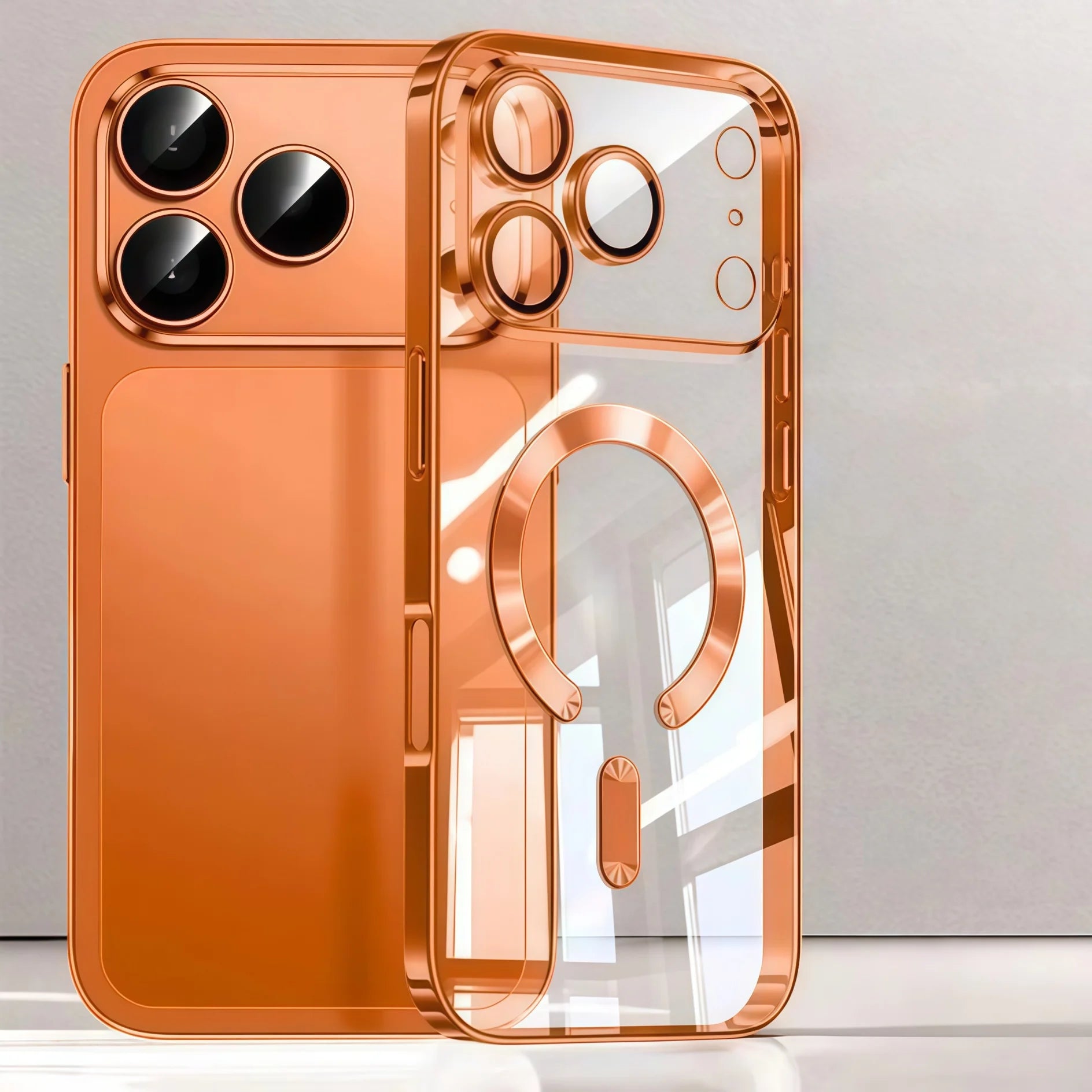 Magnetic Clear TPU Luxury Plated Phone Case with Camera Protection for iPhones