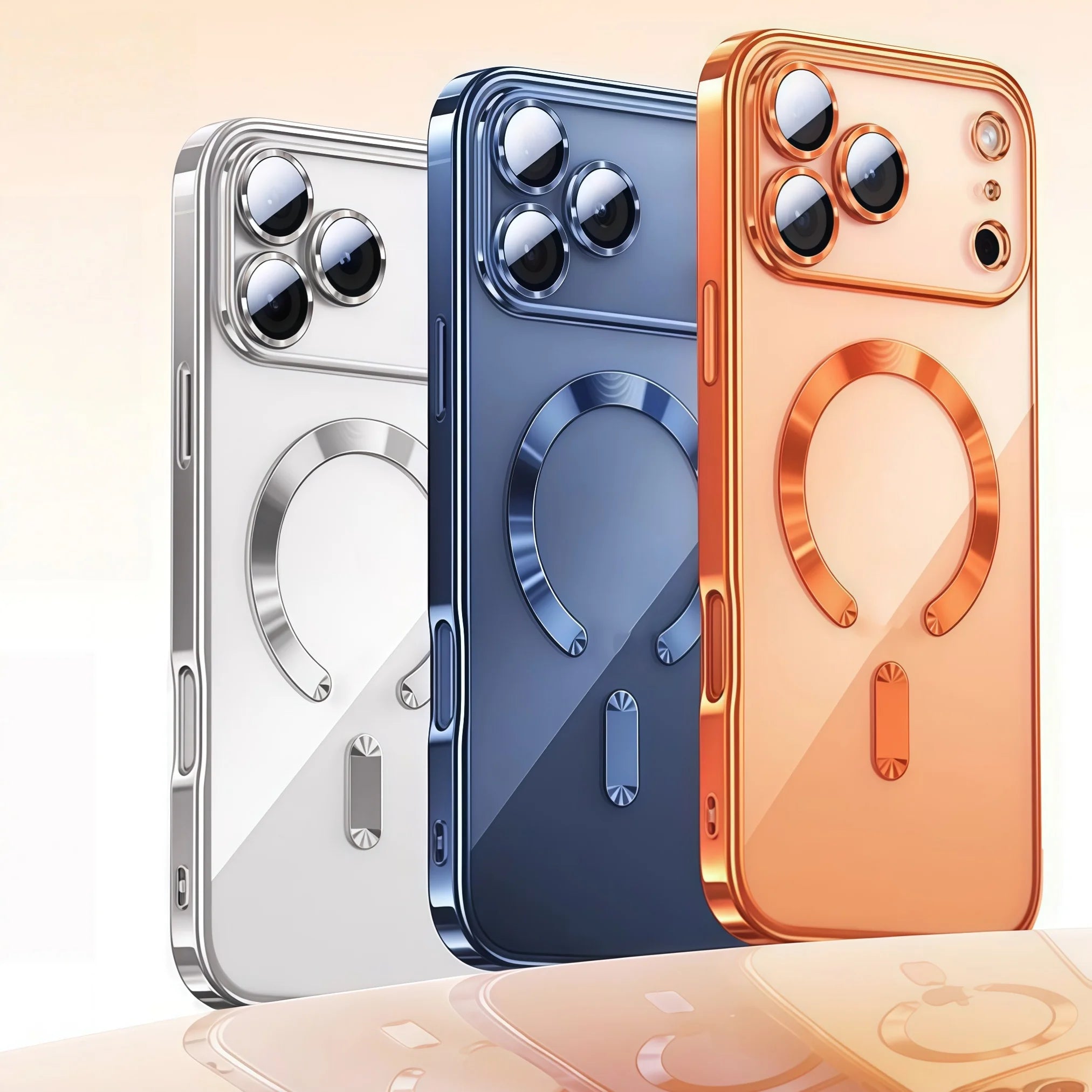 Magnetic Clear TPU Luxury Plated Phone Case with Camera Protection for iPhones