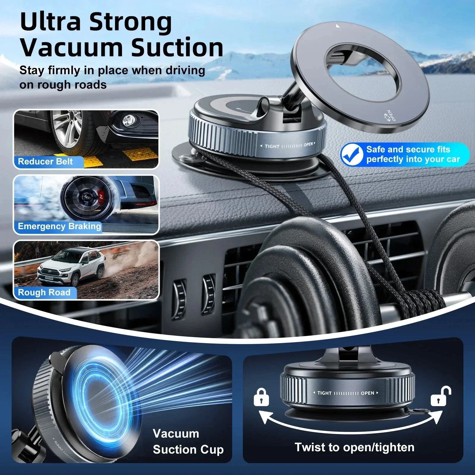 360° Rotating Vacuum Magnetic Car Mount