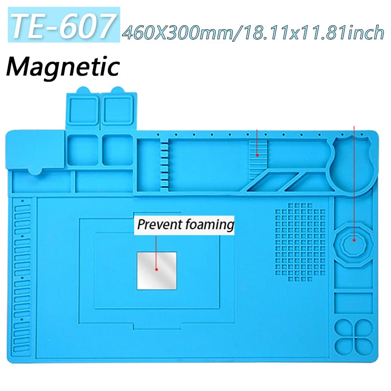 Magnetic Silicone Repair Mat – Heat Resistant 500°C Soldering Station & Anti-Static Electronics Workpad