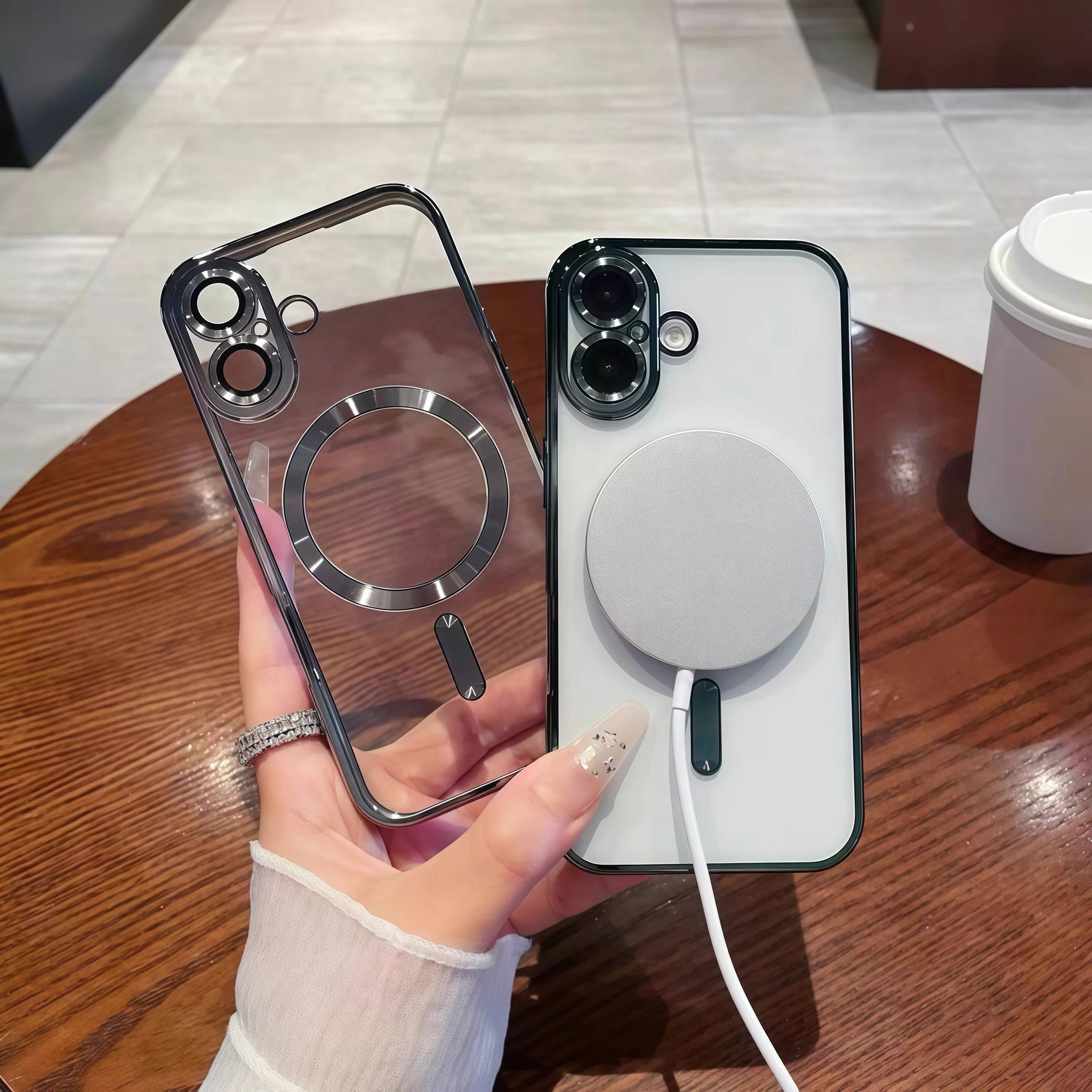 Magnetic Clear TPU Luxury Plated Phone Case with Camera Protection for iPhones