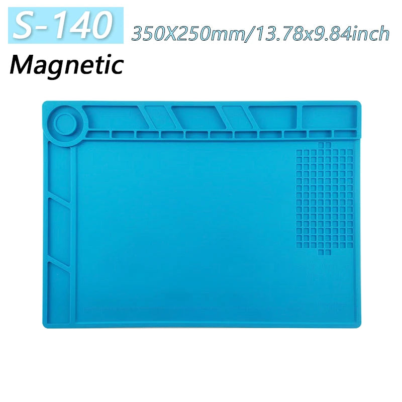 Magnetic Silicone Repair Mat – Heat Resistant 500°C Soldering Station & Anti-Static Electronics Workpad