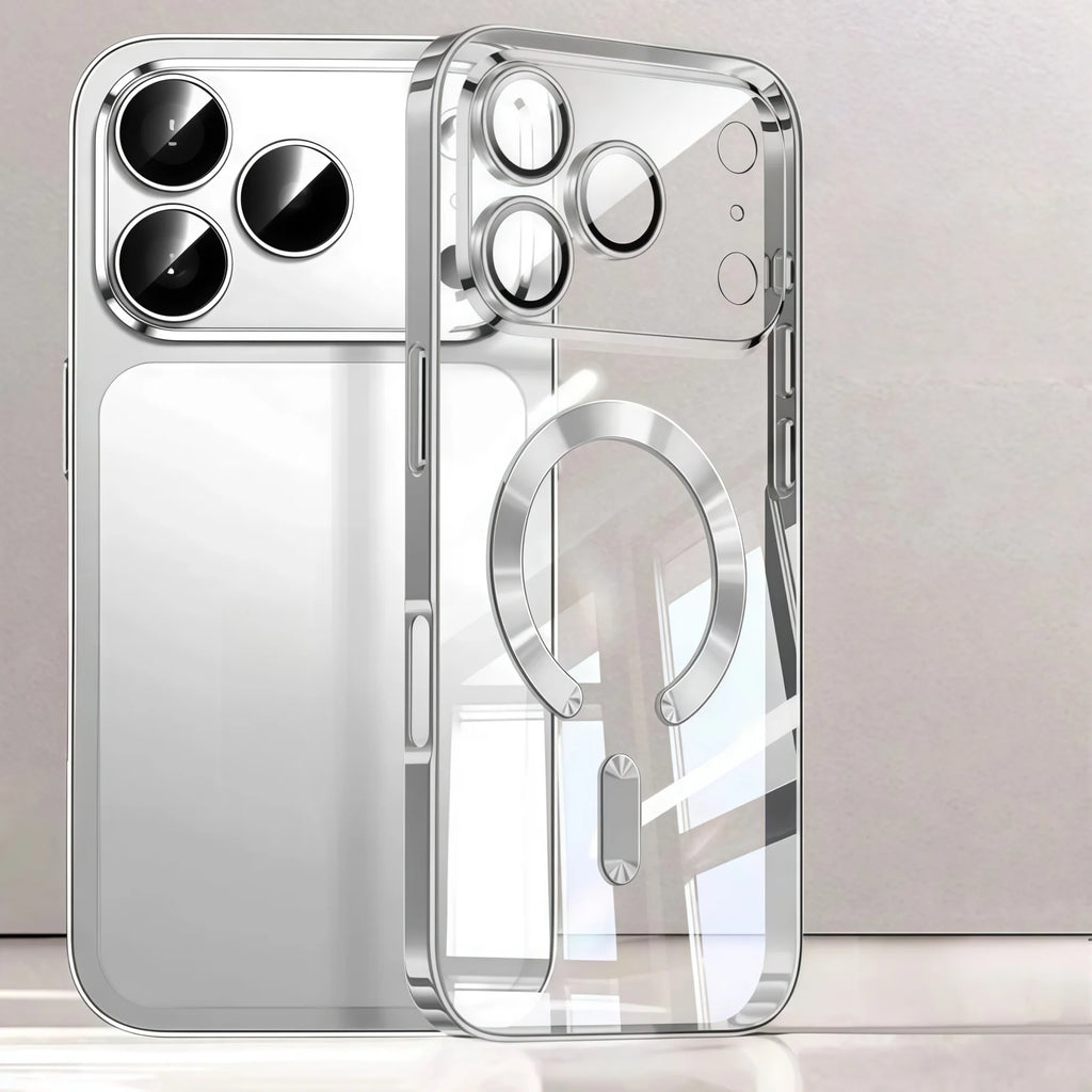 Magnetic Clear TPU Luxury Plated Phone Case with Camera Protection for iPhones