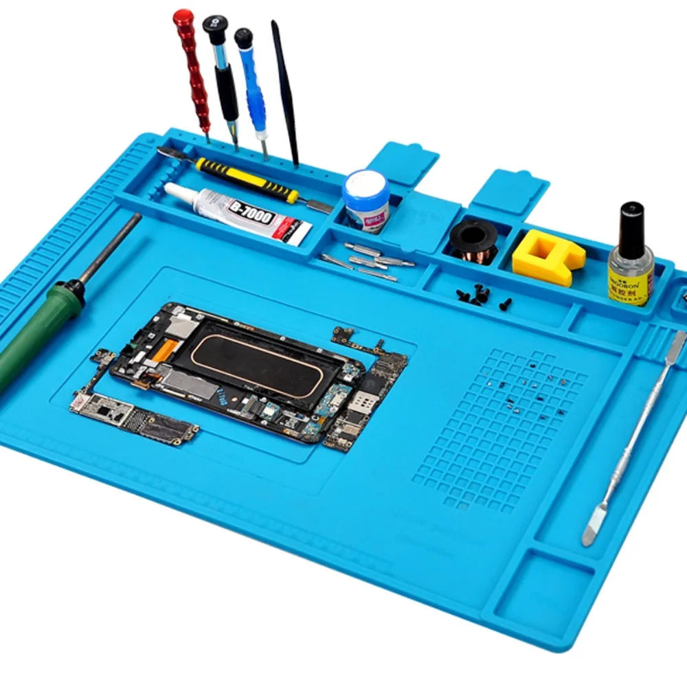 Magnetic Silicone Repair Mat – Heat Resistant 500°C Soldering Station & Anti-Static Electronics Workpad