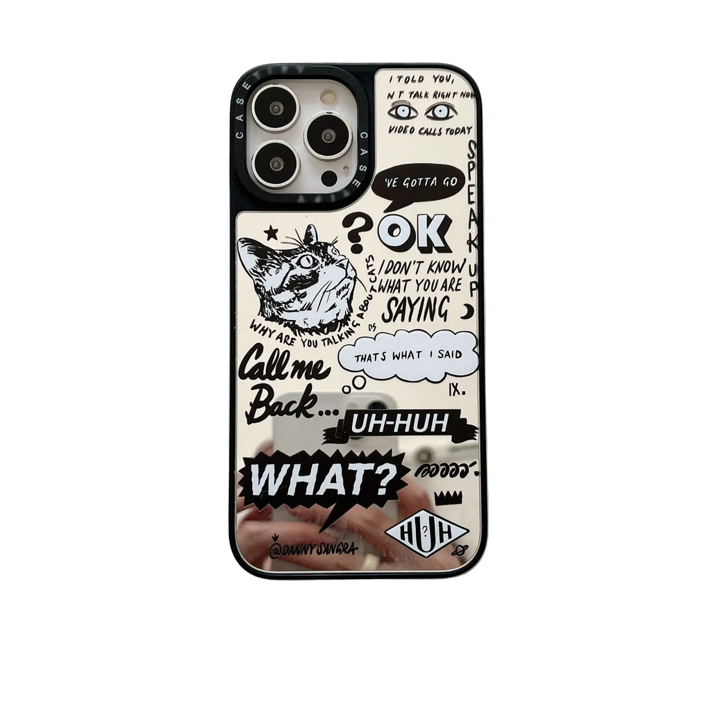 English Graffiti Cat Full-Wrap Phone Case