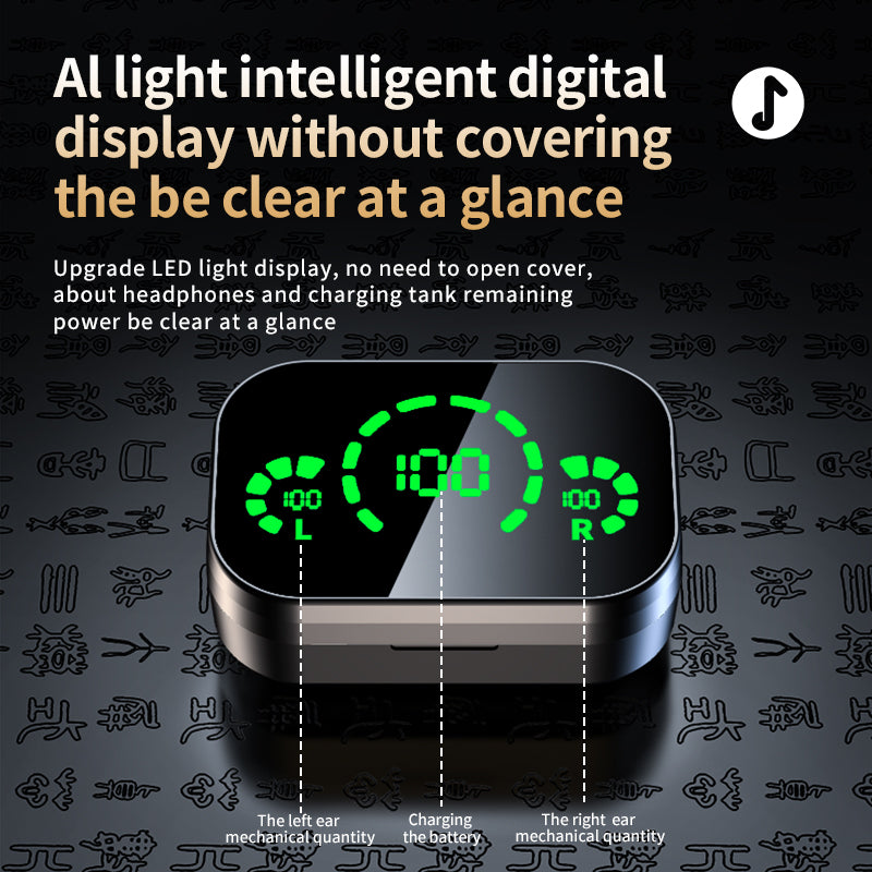 YD03 TWS Wireless Bluetooth Earbuds with Smart LED Display, Noise-Cancelling Mic & Breathing Light