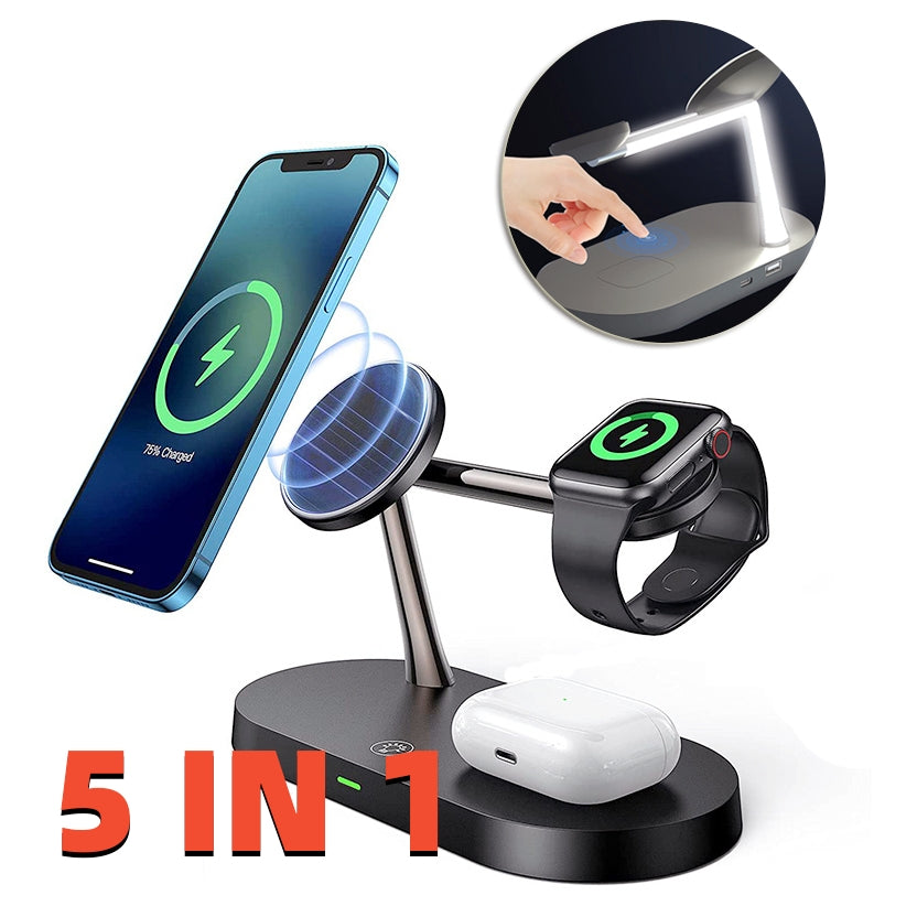Multifunctional 5-in-1 Magnetic Wireless Charging Station