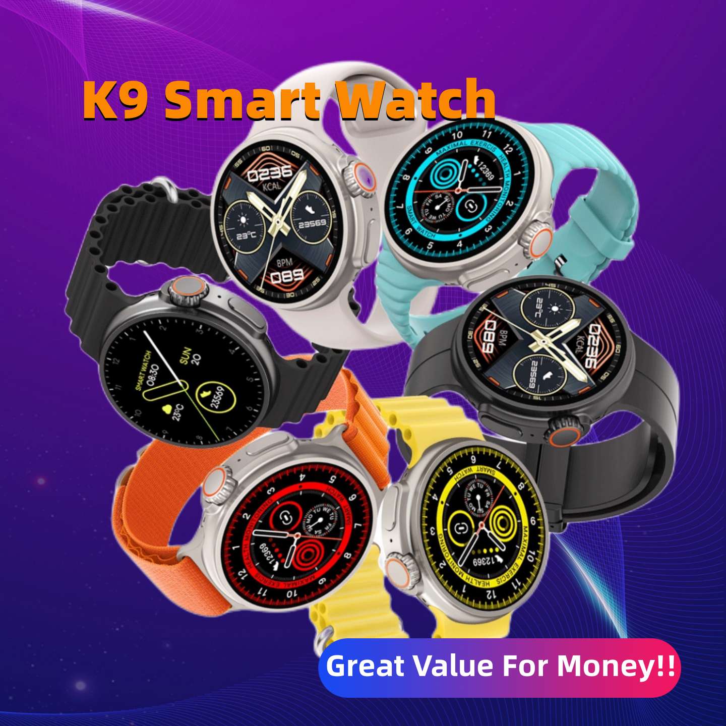 K9 Smart Watch 1.39" Round Screen – Wireless Charging, NFC, Alipay, Health & Fitness Tracker