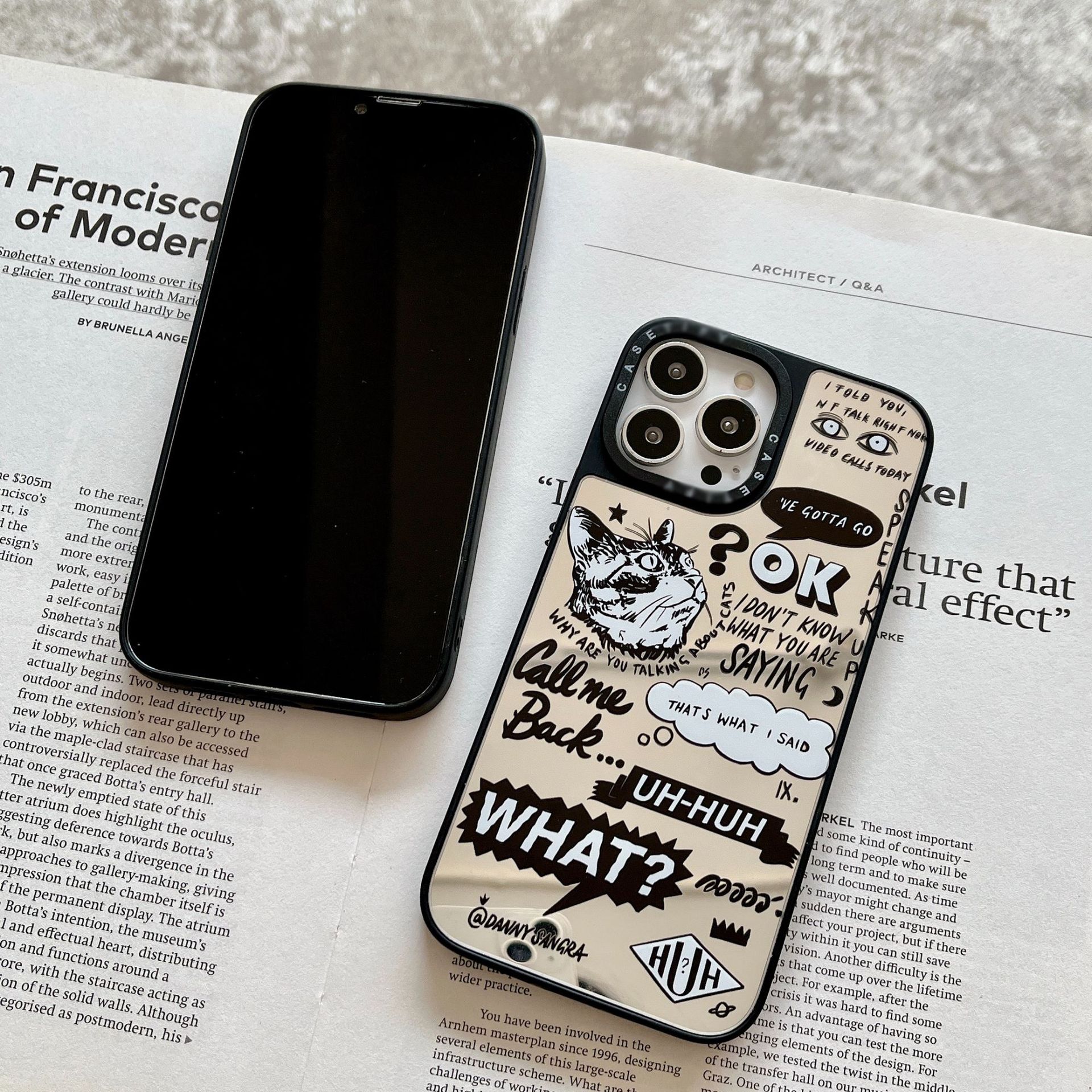 English Graffiti Cat Full-Wrap Phone Case