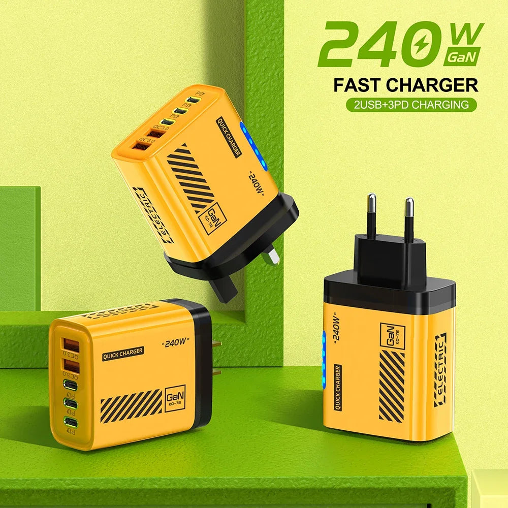 5-Port USB Wall Charger (AC 100–240V)